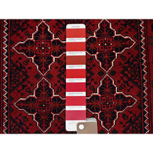 Load image into Gallery viewer, 2&#39;3&quot;x4&#39;6&quot; Scarlet Red, Afghan Khamyab With Geometric Pattern, Hand Knotted, Soft And Velvety Wool, Vegetable Dyes, Short Runner, Oriental Rug FWR4314