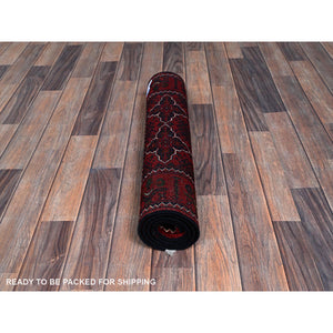 2'3"x4'6" Scarlet Red, Afghan Khamyab With Geometric Pattern, Hand Knotted, Soft And Velvety Wool, Vegetable Dyes, Short Runner, Oriental Rug FWR4314