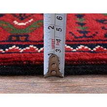 Load image into Gallery viewer, 2&#39;3&quot;x4&#39;6&quot; Scarlet Red, Afghan Khamyab With Geometric Pattern, Hand Knotted, Soft And Velvety Wool, Vegetable Dyes, Short Runner, Oriental Rug FWR4314