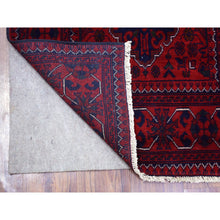 Load image into Gallery viewer, 2&#39;8&quot;x9&#39;7&quot; Deep And Saturated Red With Geometric Design Hand Knotted Afghan Khamyab, Velvety Wool Runner Oriental Rug FWR432048