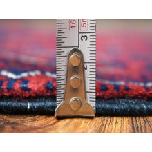 Load image into Gallery viewer, 2&#39;8&quot;x9&#39;7&quot; Deep And Saturated Red With Geometric Design Hand Knotted Afghan Khamyab, Velvety Wool Runner Oriental Rug FWR432048