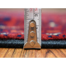Load image into Gallery viewer, 2&#39;9&quot;x9&#39;5&quot; Deep And Saturated Red Natural Dyes Afghan Khamyab Velvety Wool, Geometric Design Hand Knotted Runner Oriental Rug FWR432090