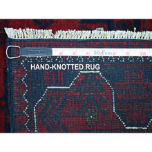Load image into Gallery viewer, 2&#39;8&quot;x9&#39; Deep And Saturated Red Natural Dyes Afghan Khamyab, Pure Wool With Geometric Design Hand Knotted Runner Oriental Rug FWR432102