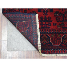 Load image into Gallery viewer, 2&#39;9&quot;x9&#39;7&quot; Deep And Saturated Red Afghan Khamyab, Velvety Wool With Tribal Design Hand Knotted Runner Oriental Rug FWR432114