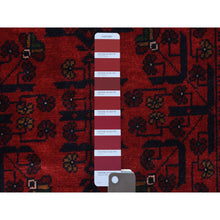 Load image into Gallery viewer, 2&#39;9&quot;x9&#39;7&quot; Deep And Saturated Red Afghan Khamyab, Velvety Wool With Tribal Design Hand Knotted Runner Oriental Rug FWR432114