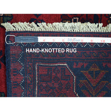 Load image into Gallery viewer, 2&#39;9&quot;x9&#39;7&quot; Deep And Saturated Red Afghan Khamyab, Velvety Wool With Tribal Design Hand Knotted Runner Oriental Rug FWR432114