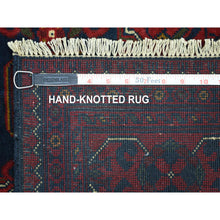 Load image into Gallery viewer, 3&#39;x9&#39;10&quot; Deep And Saturated Red With Geometric Design Hand Knotted Afghan Khamyab, Velvety Wool Runner Oriental Rug FWR432120