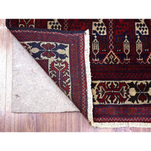 Load image into Gallery viewer, 2&#39;10&quot;x10&quot; Red With A Mix Of Ivory Soft And Shiny Wool, Hand Knotted With Geometric Repetitive Design Afghan Khamyab Runner Oriental Rug FWR432126