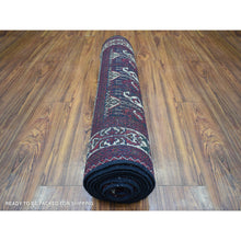 Load image into Gallery viewer, 2&#39;10&quot;x10&quot; Red With A Mix Of Ivory Soft And Shiny Wool, Hand Knotted With Geometric Repetitive Design Afghan Khamyab Runner Oriental Rug FWR432126