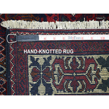 Load image into Gallery viewer, 2&#39;10&quot;x10&quot; Red With A Mix Of Ivory Soft And Shiny Wool, Hand Knotted With Geometric Repetitive Design Afghan Khamyab Runner Oriental Rug FWR432126