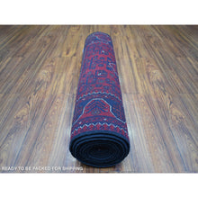 Load image into Gallery viewer, 2&#39;10&quot;x12&#39;8&quot; Deep And Saturated Red Natural Dyes Afghan Khamyab, Pure Wool With Geometric Design Hand Knotted Runner Oriental Rug FWR432138