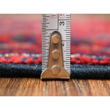 Load image into Gallery viewer, 2&#39;8&quot;x12&#39;9&quot; Deep and Saturated Red Natural Dyes Afghan Khamyab, Pure Wool with Geometric Design Hand Knotted Runner Oriental Rug FWR432144