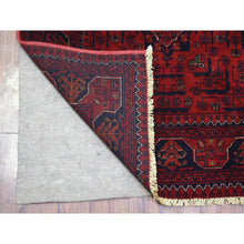 Load image into Gallery viewer, 2&#39;8&quot;x9&#39;7&quot; Deep And Saturated Red Hand Knotted With Tribal Design, Soft And Shiny Wool Afghan Khamyab Runner Oriental Rug FWR432162