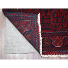 Load image into Gallery viewer, 2&#39;9&quot;x9&#39;10&quot; Deep And Saturated Red Hand Knotted With Tribal Design, Soft And Shiny Wool Afghan Khamyab Runner Oriental Rug FWR432180