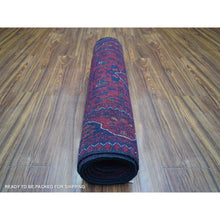 Load image into Gallery viewer, 2&#39;9&quot;x9&#39;10&quot; Deep And Saturated Red Hand Knotted With Tribal Design, Soft And Shiny Wool Afghan Khamyab Runner Oriental Rug FWR432180