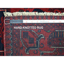 Load image into Gallery viewer, 3&#39;3&quot;x4&#39;10&quot; Deep And Saturated Red With Heriz Design Hand Knotted Afghan Khamyab, Velvety Wool Oriental Rug FWR432228