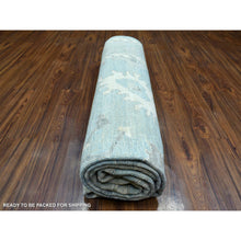Load image into Gallery viewer, 8&#39;2&quot;x9&#39;9&quot; Denim Blue Angora Oushak With Colorful Leaf Design Natural Dyes, Afghan Wool Hand Knotted Oriental Rug FWR432246