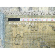 Load image into Gallery viewer, 8&#39;2&quot;x9&#39;9&quot; Denim Blue Angora Oushak With Colorful Leaf Design Natural Dyes, Afghan Wool Hand Knotted Oriental Rug FWR432246