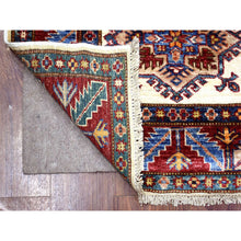 Load image into Gallery viewer, 2&#39;9&quot;x8&#39;6&quot; Ivory Soft Wool Hand Knotted, Afghan Super Kazak, Natural Dyes Densely Woven, Runner Oriental Rug FWR432318
