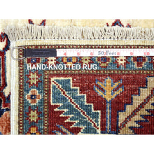 Load image into Gallery viewer, 2&#39;9&quot;x8&#39;6&quot; Ivory Soft Wool Hand Knotted, Afghan Super Kazak, Natural Dyes Densely Woven, Runner Oriental Rug FWR432318