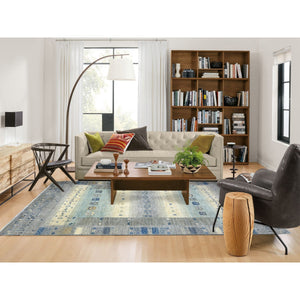 6'1"x9' Light Gray, Fine Weave Extra Soft Wool, Hand Knotted Afghan Kashkuli Gabbeh Design, Natural Dyes, Oriental Rug FWR432402