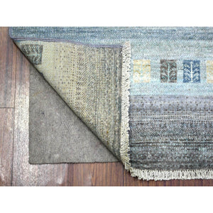 2'8"x7'8" Charcoal Gray, Afghan Kashkuli Gabbeh Design, Natural Dyes Fine Weave, Organic Wool Hand Knotted, Runner Oriental Rug FWR432408