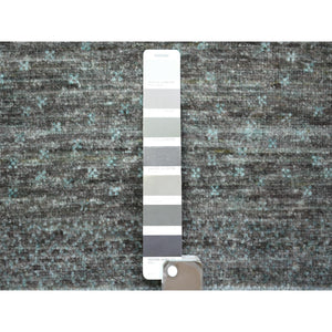 2'8"x7'8" Charcoal Gray, Afghan Kashkuli Gabbeh Design, Natural Dyes Fine Weave, Organic Wool Hand Knotted, Runner Oriental Rug FWR432408