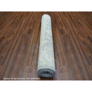 3'x4'10" Gray Pure Wool Natural Dyes Hand Knotted, Stone Wash Peshawar Oriental Rug FWR432498