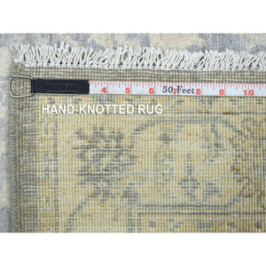 3'x4'10" Gray Pure Wool Natural Dyes Hand Knotted, Stone Wash Peshawar Oriental Rug FWR432498