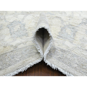 8'3"x9'8" Ivory White Wash Peshawar, Organic Wool Natural Dyes Hand Knotted, Oriental Rug FWR432504
