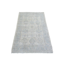 Load image into Gallery viewer, 3&#39;1&quot;x4&#39;10&quot; Ivory Pure Wool Natural Dyes Hand Knotted, Stone Wash Peshawar With Karajeh Design Oriental Rug FWR432594