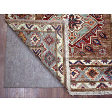 Load image into Gallery viewer, 2&#39;8&quot;x8&#39;6&quot; Walnut Brown Afghan Super Kazak, Hand Knotted, Ghazni Wool, Densely Woven, Natural Dyes Runner Oriental Rug FWR432744