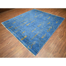 Load image into Gallery viewer, 8&#39;4&quot;x9&#39;4&quot; Denim Blue Hand Knotted Boujaad Soft And Shiny Wool, Moroccan Berber With Criss Cross Pattern, Natural Dyes, Oriental Rug FWR432960