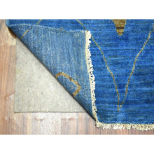 Load image into Gallery viewer, 8&#39;4&quot;x9&#39;4&quot; Denim Blue Hand Knotted Boujaad Soft And Shiny Wool, Moroccan Berber With Criss Cross Pattern, Natural Dyes, Oriental Rug FWR432960