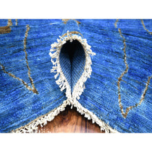 Load image into Gallery viewer, 8&#39;4&quot;x9&#39;4&quot; Denim Blue Hand Knotted Boujaad Soft And Shiny Wool, Moroccan Berber With Criss Cross Pattern, Natural Dyes, Oriental Rug FWR432960