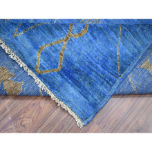 Load image into Gallery viewer, 8&#39;4&quot;x9&#39;4&quot; Denim Blue Hand Knotted Boujaad Soft And Shiny Wool, Moroccan Berber With Criss Cross Pattern, Natural Dyes, Oriental Rug FWR432960