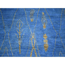 Load image into Gallery viewer, 8&#39;4&quot;x9&#39;4&quot; Denim Blue Hand Knotted Boujaad Soft And Shiny Wool, Moroccan Berber With Criss Cross Pattern, Natural Dyes, Oriental Rug FWR432960