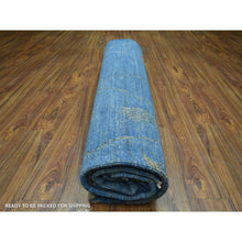 Load image into Gallery viewer, 8&#39;4&quot;x9&#39;4&quot; Denim Blue Hand Knotted Boujaad Soft And Shiny Wool, Moroccan Berber With Criss Cross Pattern, Natural Dyes, Oriental Rug FWR432960