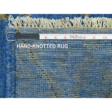 Load image into Gallery viewer, 8&#39;4&quot;x9&#39;4&quot; Denim Blue Hand Knotted Boujaad Soft And Shiny Wool, Moroccan Berber With Criss Cross Pattern, Natural Dyes, Oriental Rug FWR432960