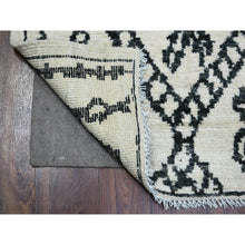 Load image into Gallery viewer, 2&#39;10&quot;x11&#39;4&quot; Ivory Natural Dyes Hand Knotted, Soft And Shiny Wool, Boujaad Moroccan Berber With Criss Cross Pattern With Large Elements Runner Oriental Rug FWR433014