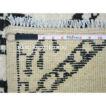 Load image into Gallery viewer, 2&#39;10&quot;x11&#39;4&quot; Ivory Natural Dyes Hand Knotted, Soft And Shiny Wool, Boujaad Moroccan Berber With Criss Cross Pattern With Large Elements Runner Oriental Rug FWR433014