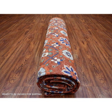 Load image into Gallery viewer, 9&#39;9&quot;x13&#39;6&quot; Burnt Orange, Afghan Ersari With Rosette Design, Natural Dyes Dense Weave, Soft Wool Hand Knotted, Oriental Rug FWR433026