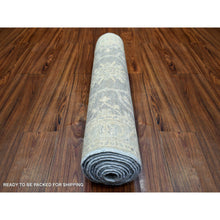 Load image into Gallery viewer, 2&#39;9&quot;x11&#39;5&quot; Stone Gray Extra Soft Wool Hand Knotted, Fine Peshawar With All Over Design Densely Woven, Runner Oriental Rug FWR433212