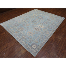 Load image into Gallery viewer, 8&#39;x9&#39;8&quot; Light Blue, Soft And Velvety Wool Hand Knotted, Afghan Angora Oushak With Branch And Flower Design Natural Dyes, Oriental Rug FWR433716