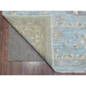 8'x9'8" Light Blue, Soft And Velvety Wool Hand Knotted, Afghan Angora Oushak With Branch And Flower Design Natural Dyes, Oriental Rug FWR433716