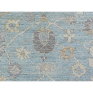 8'x9'8" Light Blue, Soft And Velvety Wool Hand Knotted, Afghan Angora Oushak With Branch And Flower Design Natural Dyes, Oriental Rug FWR433716