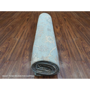 8'x9'8" Light Blue, Soft And Velvety Wool Hand Knotted, Afghan Angora Oushak With Branch And Flower Design Natural Dyes, Oriental Rug FWR433716