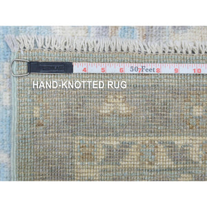 8'x9'8" Light Blue, Soft And Velvety Wool Hand Knotted, Afghan Angora Oushak With Branch And Flower Design Natural Dyes, Oriental Rug FWR433716