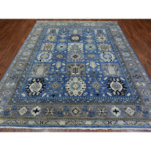 Load image into Gallery viewer, 8&#39;1&quot;x9&#39;9&quot; Light Blue, Organic Wool Hand Knotted, Afghan Ersari With Large Elements Design Natural Dyes, Oriental Rug FWR433866