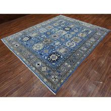 Load image into Gallery viewer, 8&#39;1&quot;x9&#39;9&quot; Light Blue, Organic Wool Hand Knotted, Afghan Ersari With Large Elements Design Natural Dyes, Oriental Rug FWR433866